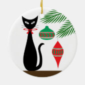 Mid Century Holiday Cat with Ornaments セラミックオーナメント (裏面)