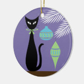 Mid Century Holiday Cat with Ornaments 2 セラミックオーナメント (左)