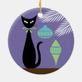 Mid Century Holiday Cat with Ornaments 2 セラミックオーナメント (裏面)