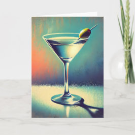 Mid Century I Love The Blues Martini Art カード