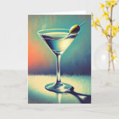 Mid Century I Love The Blues Martini Art カード (黄色い花)