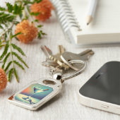 Mid Century I Love The Blues Martini Art キーホルダー (側面)