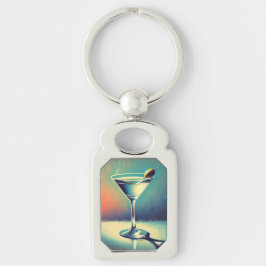 Mid Century I Love The Blues Martini Art キーホルダー
