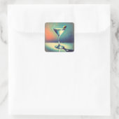 Mid Century I Love The Blues Martini Art スクエアシール (バッグ)