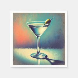 Mid Century I Love The Blues Martini Art スタンダードカクテルナプキン