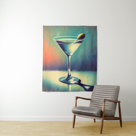 Mid Century I Love The Blues Martini Art タペストリー (インサイチュ)