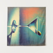 Mid Century I Love The Blues Martini Art タペストリー (正面(横))