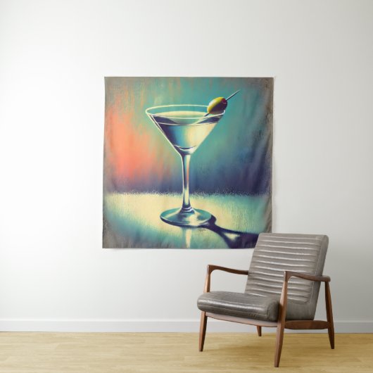 Mid Century I Love The Blues Martini Art タペストリー (インサイチュ)