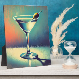 Mid Century I Love The Blues Martini Art フォトプラーク