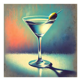 Mid Century I Love The Blues Martini Art フォトプリント