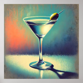 Mid Century I Love The Blues Martini Art ポスター