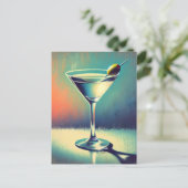 Mid Century I Love The Blues Martini Art ポストカード (スタンド正面)