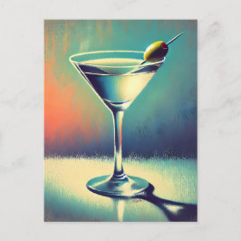 Mid Century I Love The Blues Martini Art ポストカード