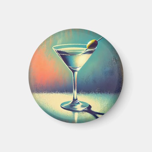 Mid Century I Love The Blues Martini Art マグネット (正面)