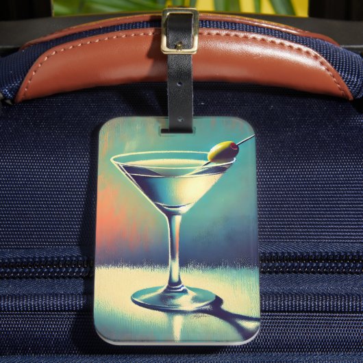 Mid Century I Love The Blues Martini Art ラゲッジタグ (正面インサイチュ2)