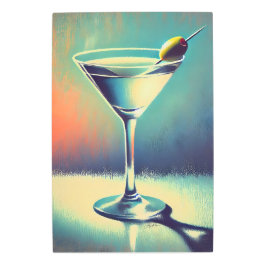 Mid Century I Love The Blues Martini Art Metal Art メタルプリント
