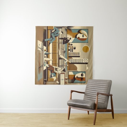 Mid Century Interior Design Art Lounge タペストリー (インサイチュ(横))