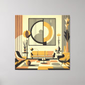 Mid Century Interior Design Autumn Hues Livingroom キャンバスプリント (正面)