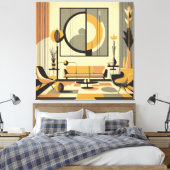 Mid Century Interior Design Autumn Hues Livingroom キャンバスプリント (インサイチュ (寝室))