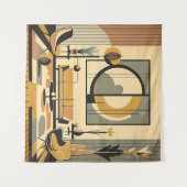 Mid Century Interior Design Autumn Hues Livingroom タペストリー (正面(横))