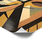 Mid Century Interior Design Autumn Hues Livingroom ポスター (コーナー)