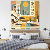 Mid Century Interior Design Desert Livingroom キャンバスプリント (インサイチュ (寝室))
