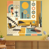 Mid Century Interior Design Desert Livingroom キャンバスプリント (インサイチュ (リビング))