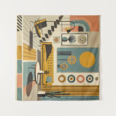 Mid Century Interior Design Desert Livingroom タペストリー (正面(横))