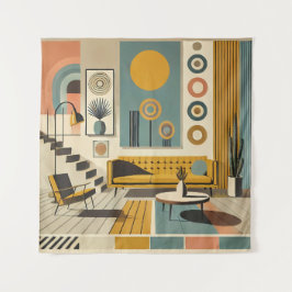 Mid Century Interior Design Desert Livingroom タペストリー