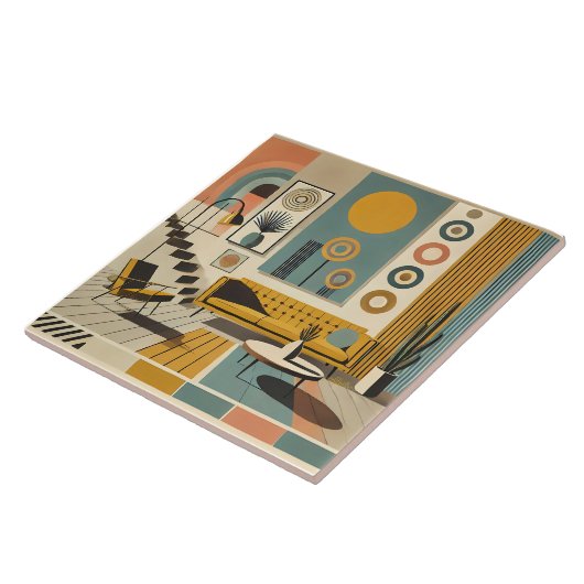 Mid Century Interior Design Dessert Livingroom タイル (側面)