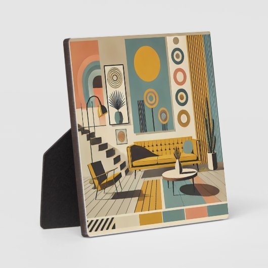 Mid Century Interior Design Dessert Livingroom フォトプラーク (正面)