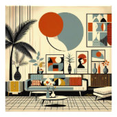 Mid Century Interior Design Eclipse Livingroom フォトプリント (正面)