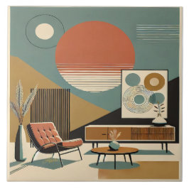 Mid Century Interior Design Sunrise Livingroom タイル
