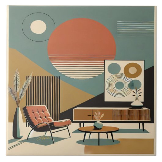 Mid Century Interior Design Sunrise Livingroom タイル (正面)
