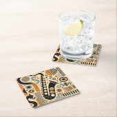 Mid Century Jazz Age Minimalist Art Saxophone スクエアペーパーコースター (インサイチュ)