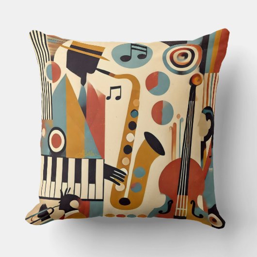 Mid Century Jazz Age Modern Minimalist Trio クッション (正面)