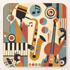 Mid Century Jazz Age Modern Minimalist Trio スクエアペーパーコースター