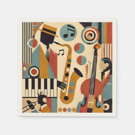 Mid Century Jazz Age Modern Minimalist Trio スタンダードカクテルナプキン