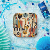 Mid Century Jazz Age Modern Minimalist Trio ペーパープレート (パーティー)