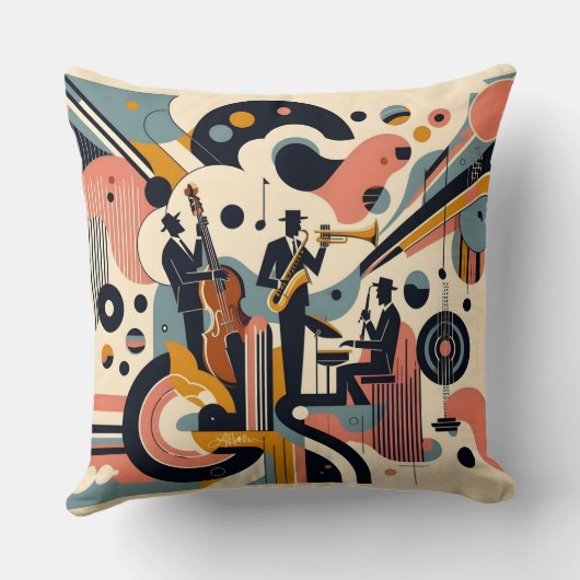 Mid Century Jazz Age Psychedelic Trio クッション (裏面)