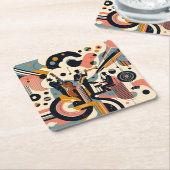 Mid Century Jazz Age Psychedelic Trio スクエアペーパーコースター (アングル)