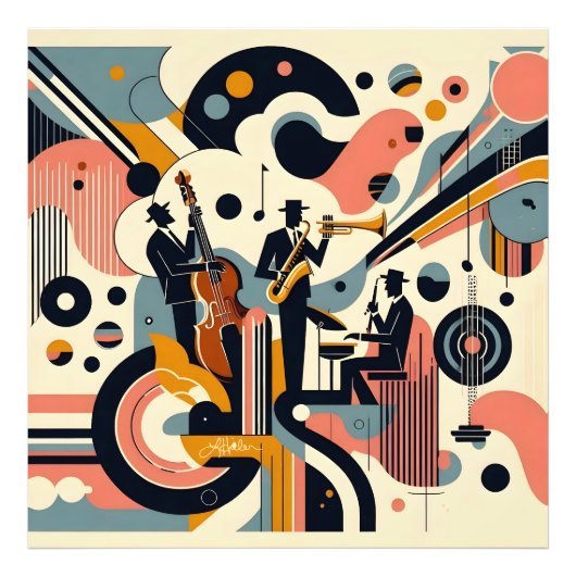 Mid Century Jazz Age Psychedelic Trio フォトプリント (正面)