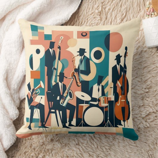 Mid Century Jazz Age Sextet クッション (ブランケット)
