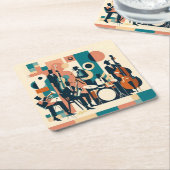 Mid Century Jazz Age Sextet スクエアペーパーコースター (アングル)