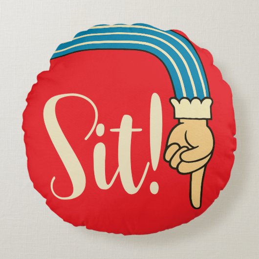 Mid- Century Jazzy Pointing Hand/Finger Manicule ラウンドクッション (正面)