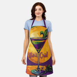 Mid Century Mardi Gras Sunset Fleur De Lis Martini エプロン