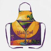 Mid Century Mardi Gras Sunset Fleur De Lis Martini エプロン (正面)