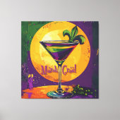 Mid Century Mardi Gras Sunset Fleur De Lis Martini キャンバスプリント (正面)