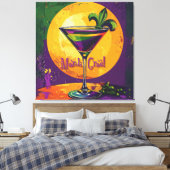 Mid Century Mardi Gras Sunset Fleur De Lis Martini キャンバスプリント (インサイチュ (寝室))