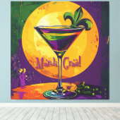 Mid Century Mardi Gras Sunset Fleur De Lis Martini キャンバスプリント (インサイチュ (ウッドフロア))